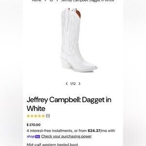 Jeffrey Campbell White Dagget Western Boots